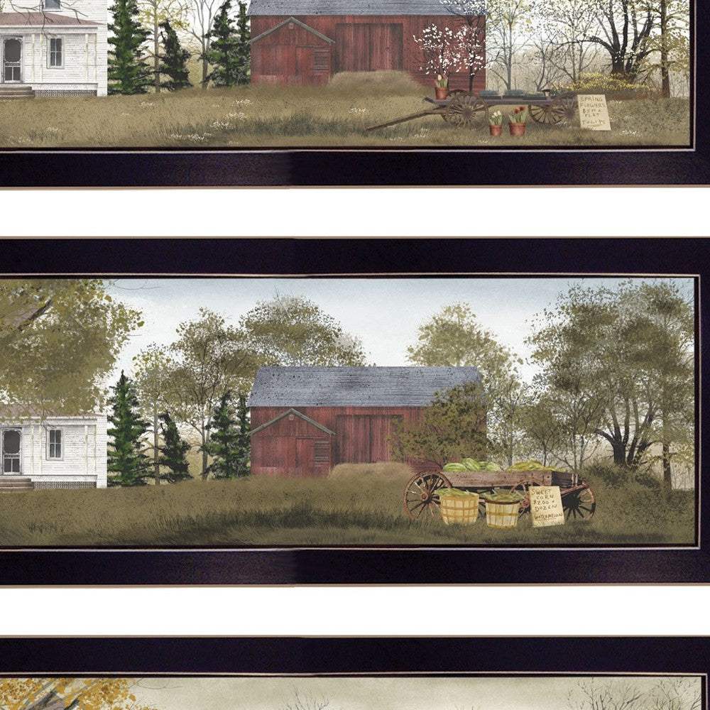 Set Of Four Holiday Seasons on the Farm Black Framed Print Wall Art - Image 4