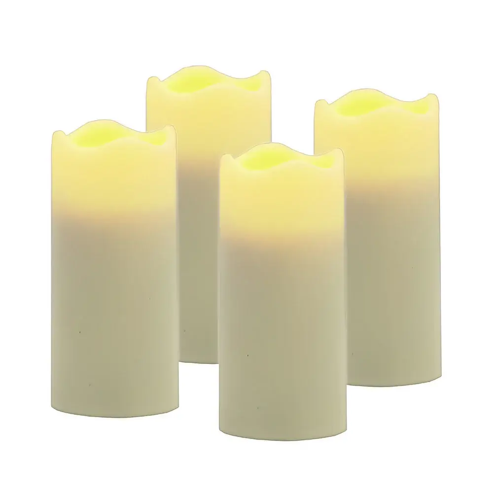 Set of Four Ivory Flameless Pillar Candles - Image 3