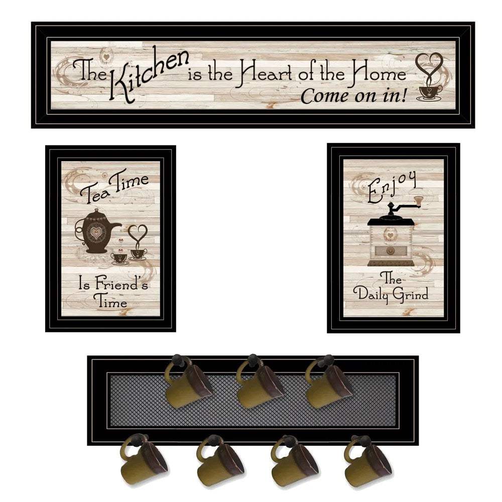 Set Of Four Kitchen Collection with Seven Peg Mug Kitchen Wall Art - Image 2