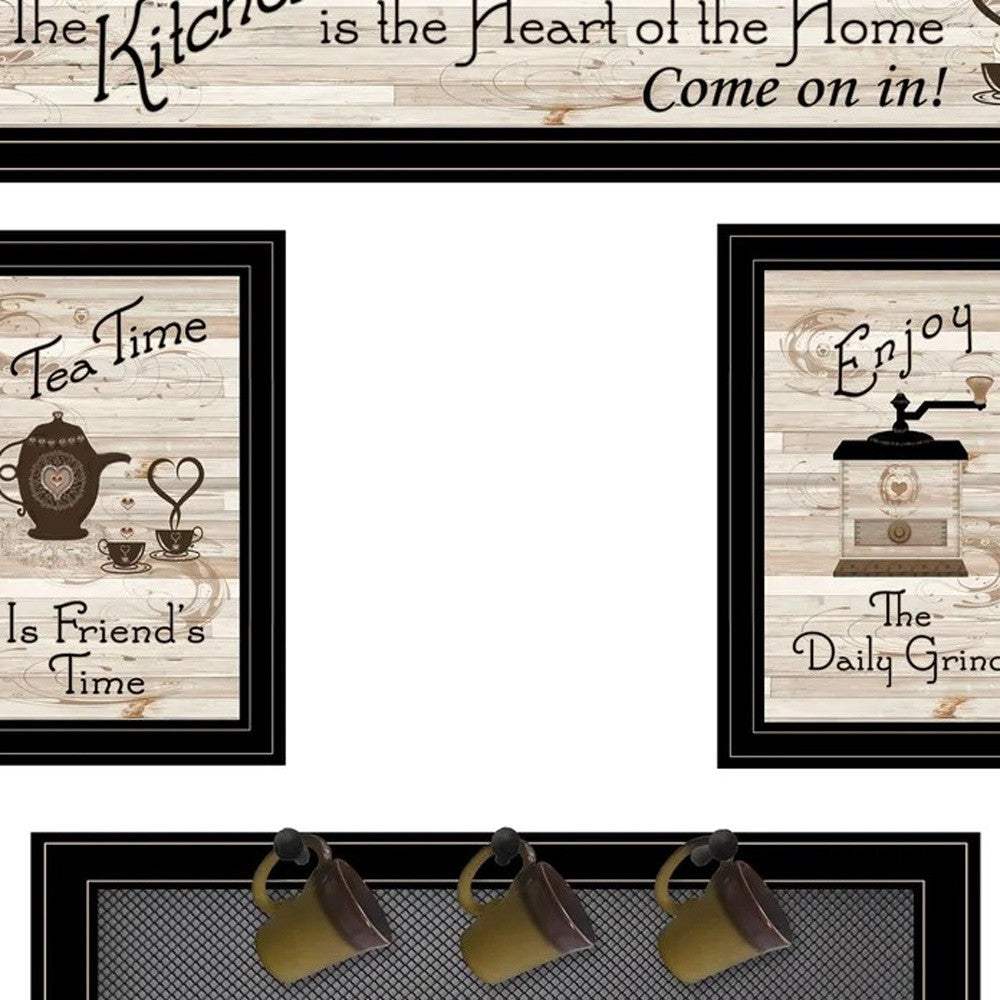 Set Of Four Kitchen Collection with Seven Peg Mug Kitchen Wall Art - Image 4