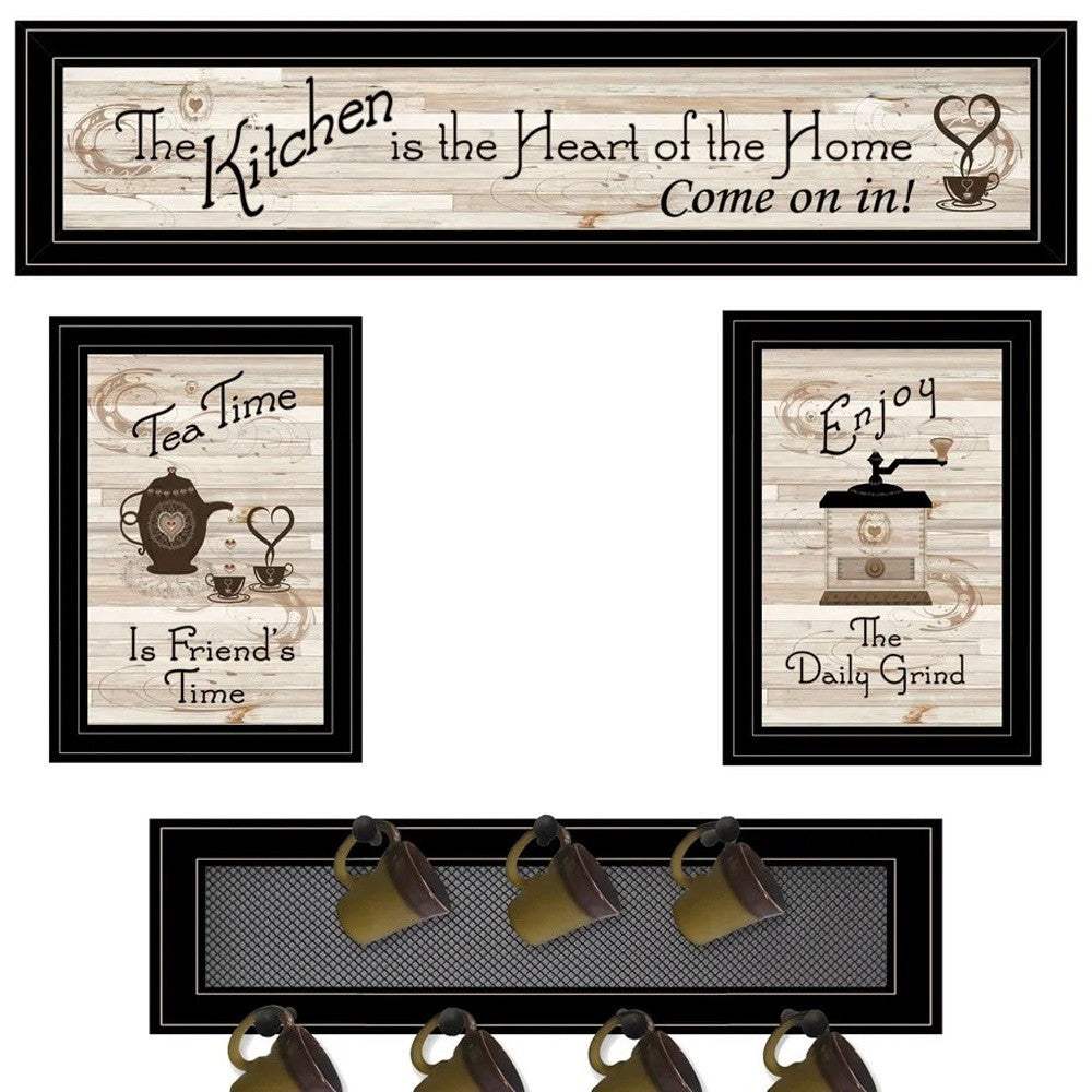 Set Of Four Kitchen Collection with Seven Peg Mug Kitchen Wall Art - Image 5