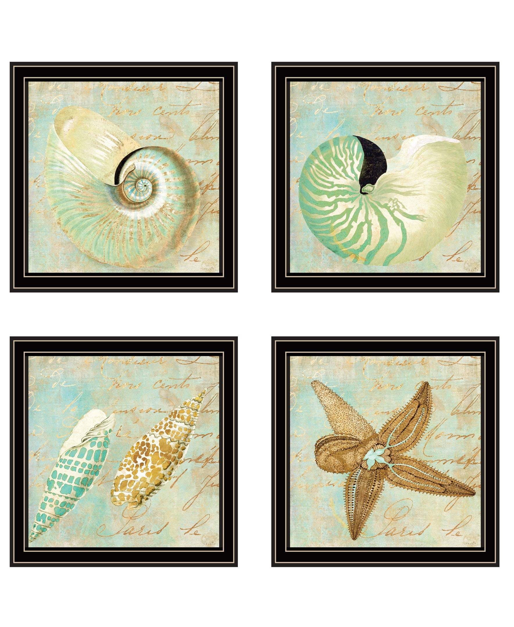 Set Of Four Ocean 1 Black Framed Print Wall Art - Image 3