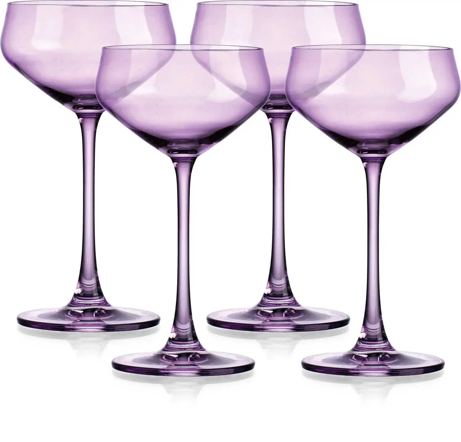 Set of Four Purple Lead Free Crystal Coupe Shallow Bowl Stemmed Coupe - Image 2