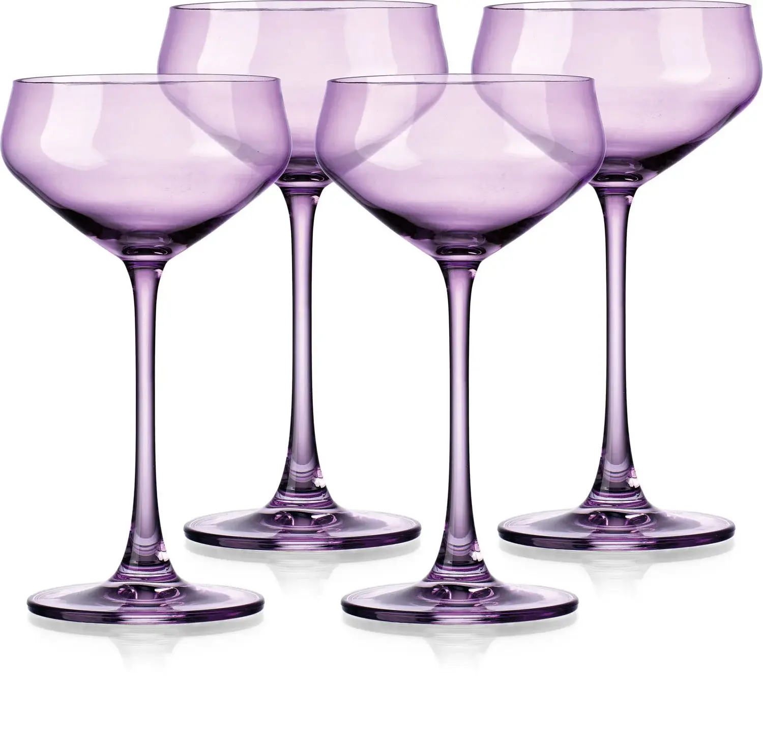 Set of Four Purple Lead Free Crystal Coupe Shallow Bowl Stemmed Coupe - Image 3