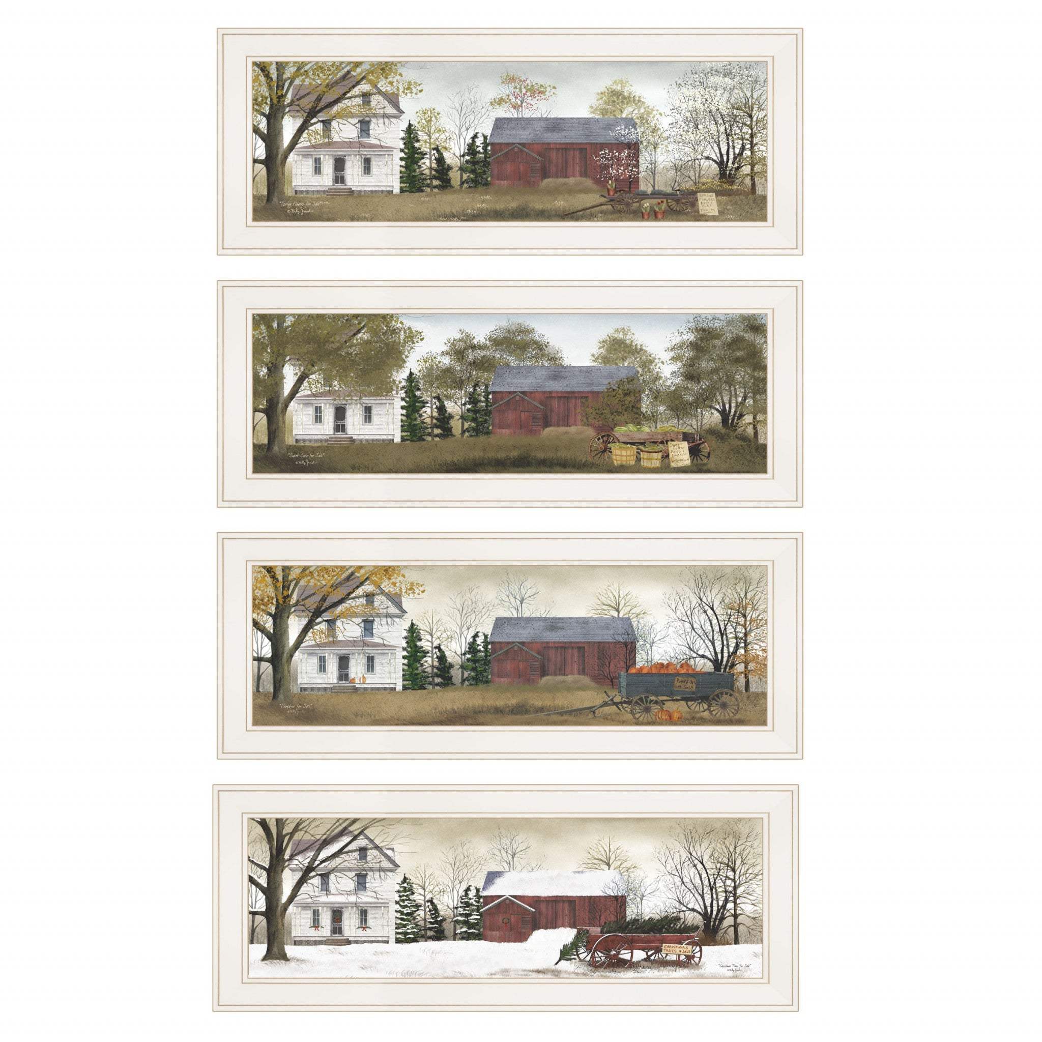 Set Of Four Seasons on the Farm White Framed Prints Wall Art - Image 2