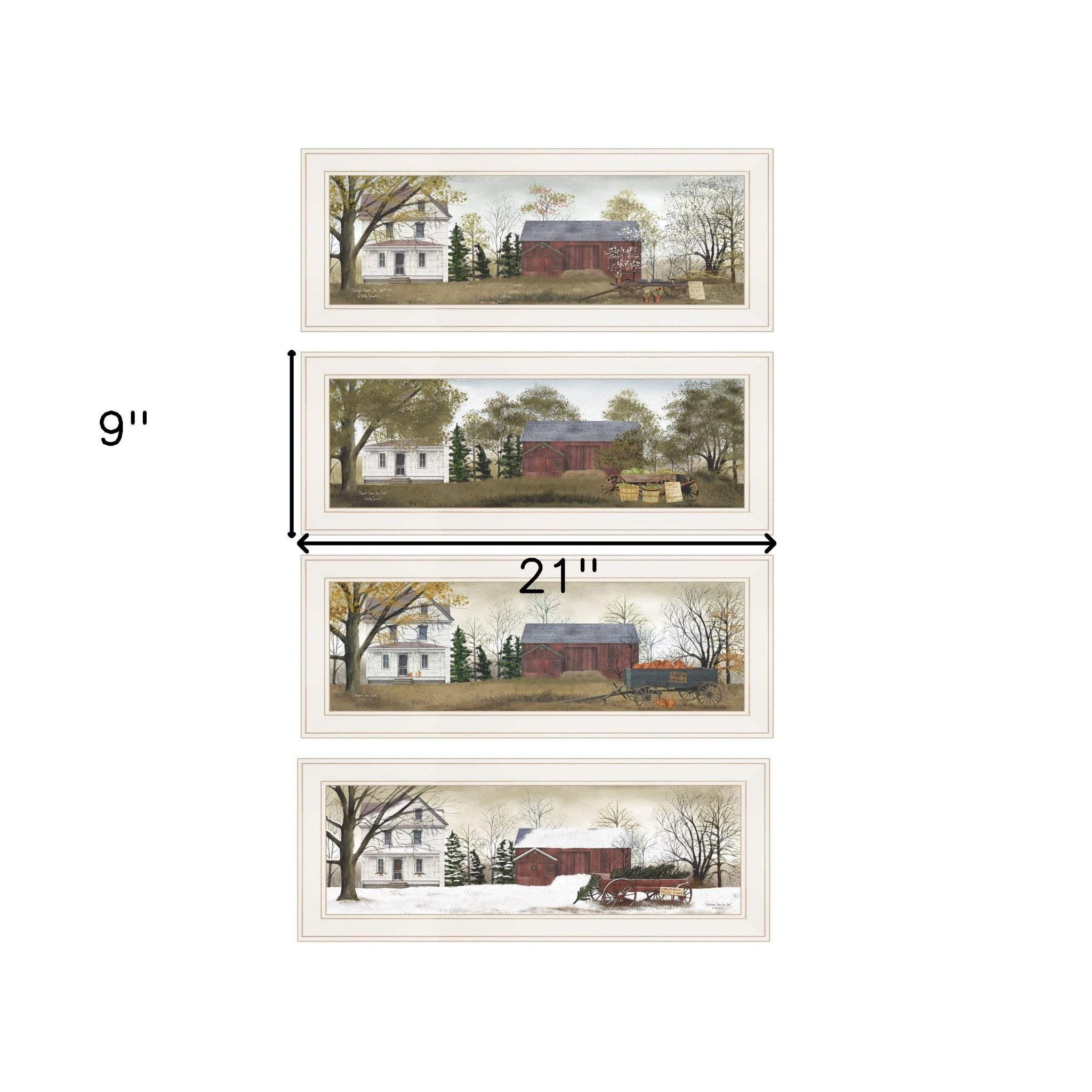 Set Of Four Seasons on the Farm White Framed Prints Wall Art - Image 4