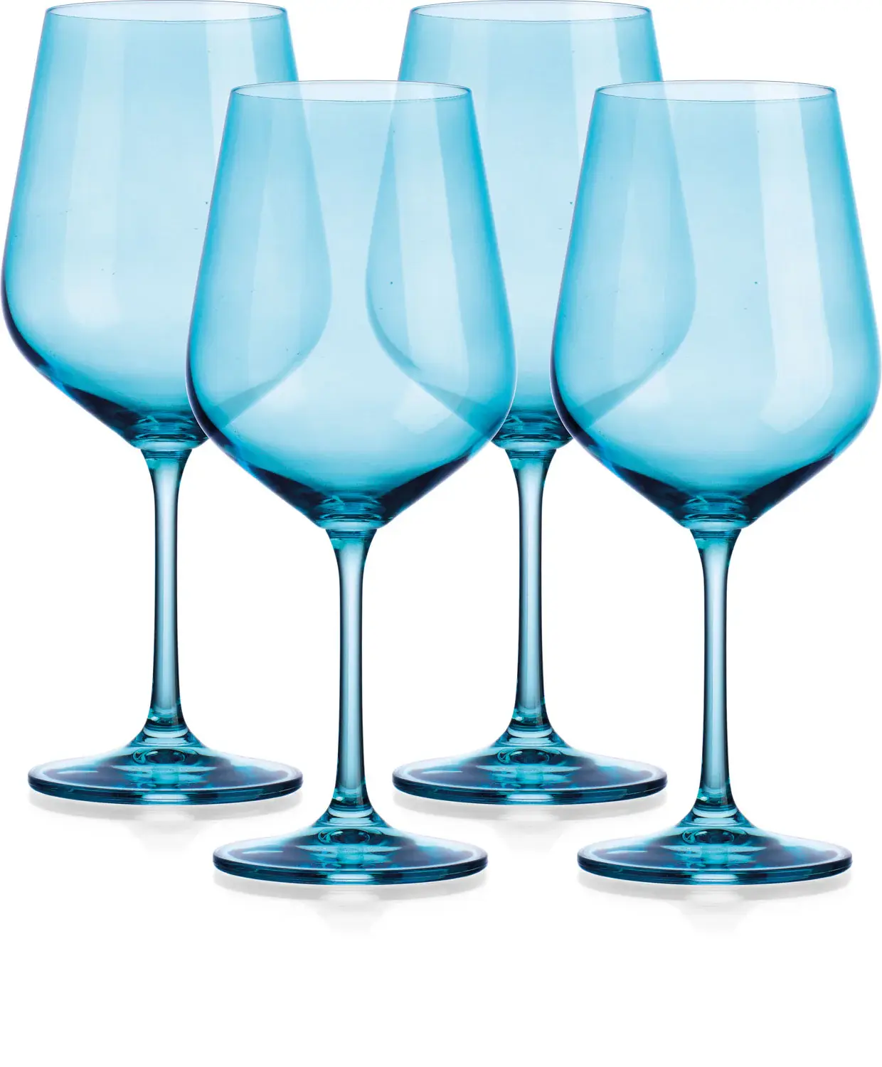 Set of Four Translucent Aqua Blue Large Wine Glasses - Image 2