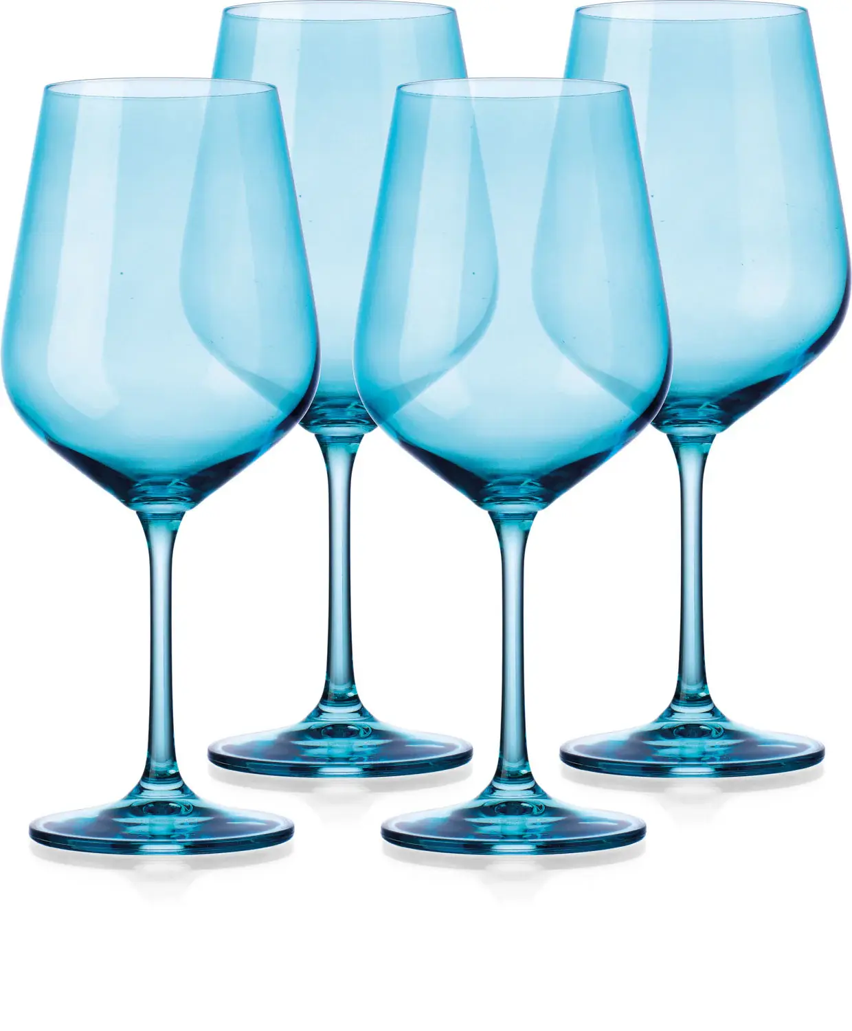 Set of Four Translucent Aqua Blue Large Wine Glasses - Image 3