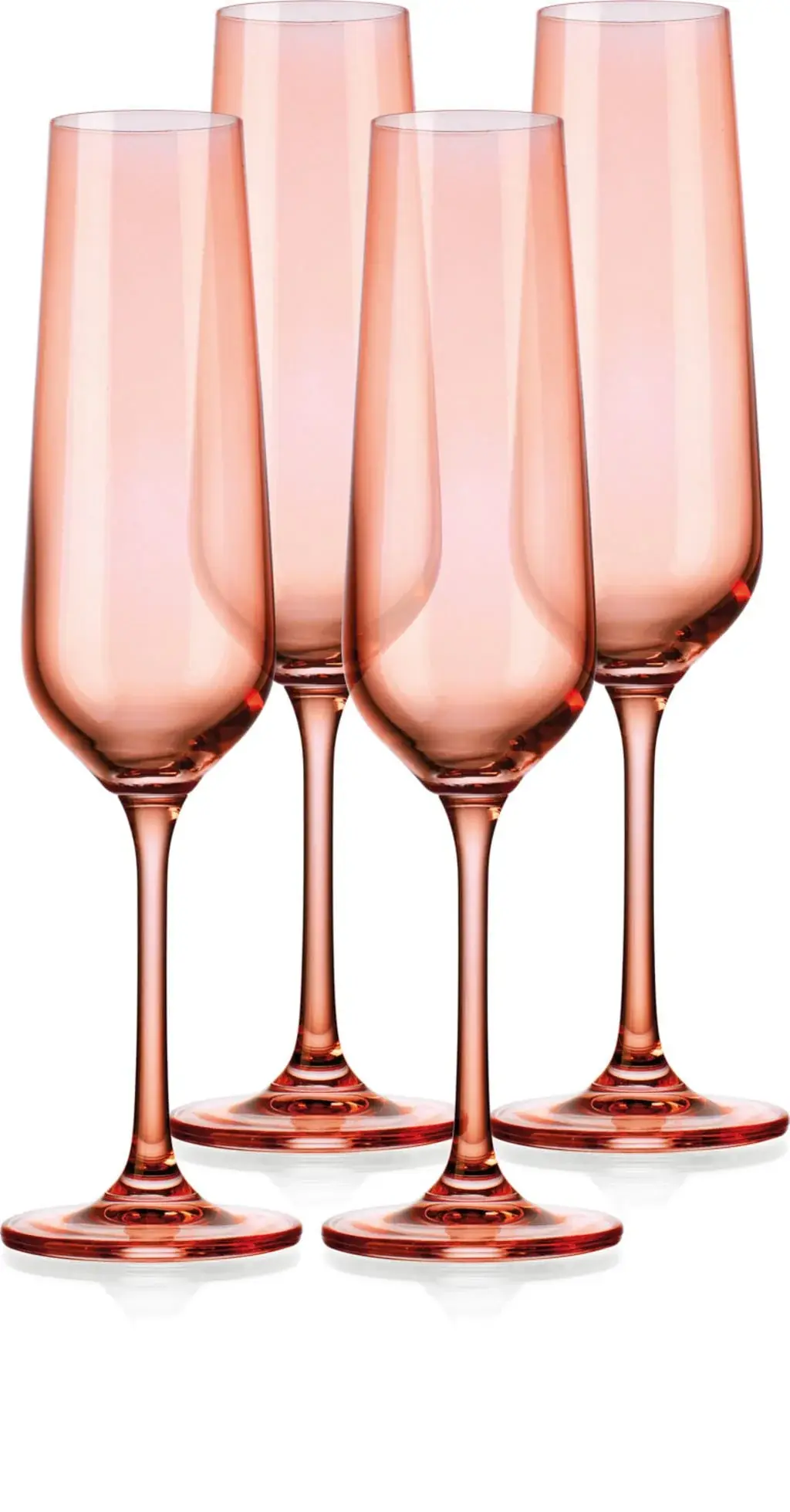 Set of Four Translucent Blush Champagne Flutes - Image 3