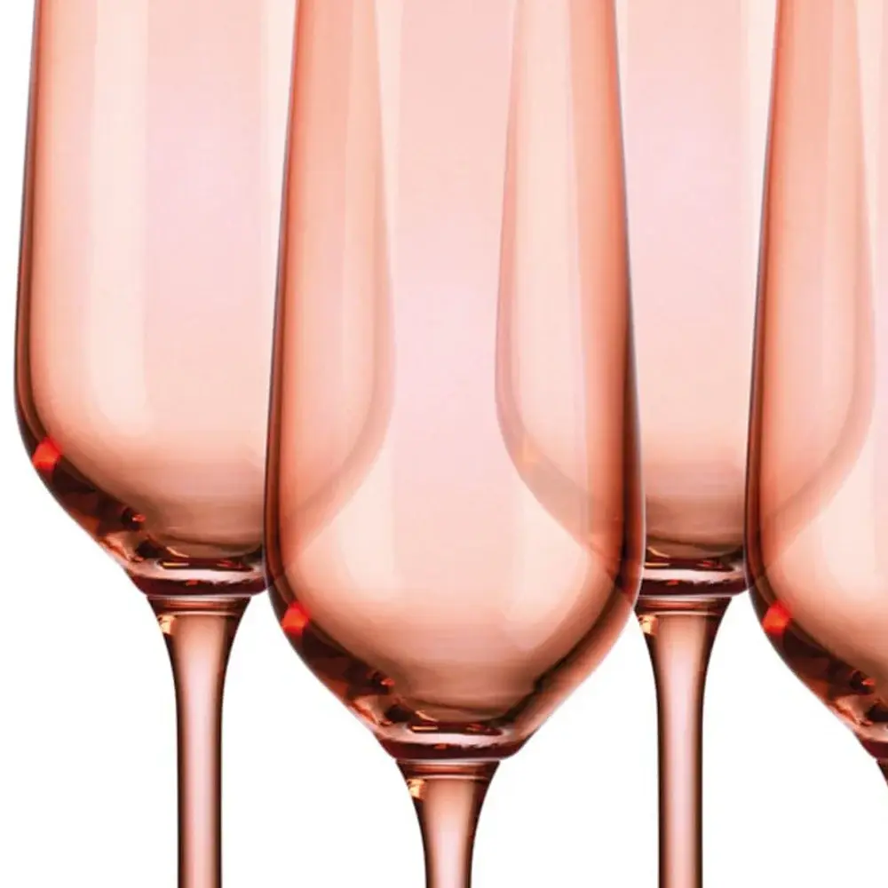 Set of Four Translucent Blush Champagne Flutes - Image 4