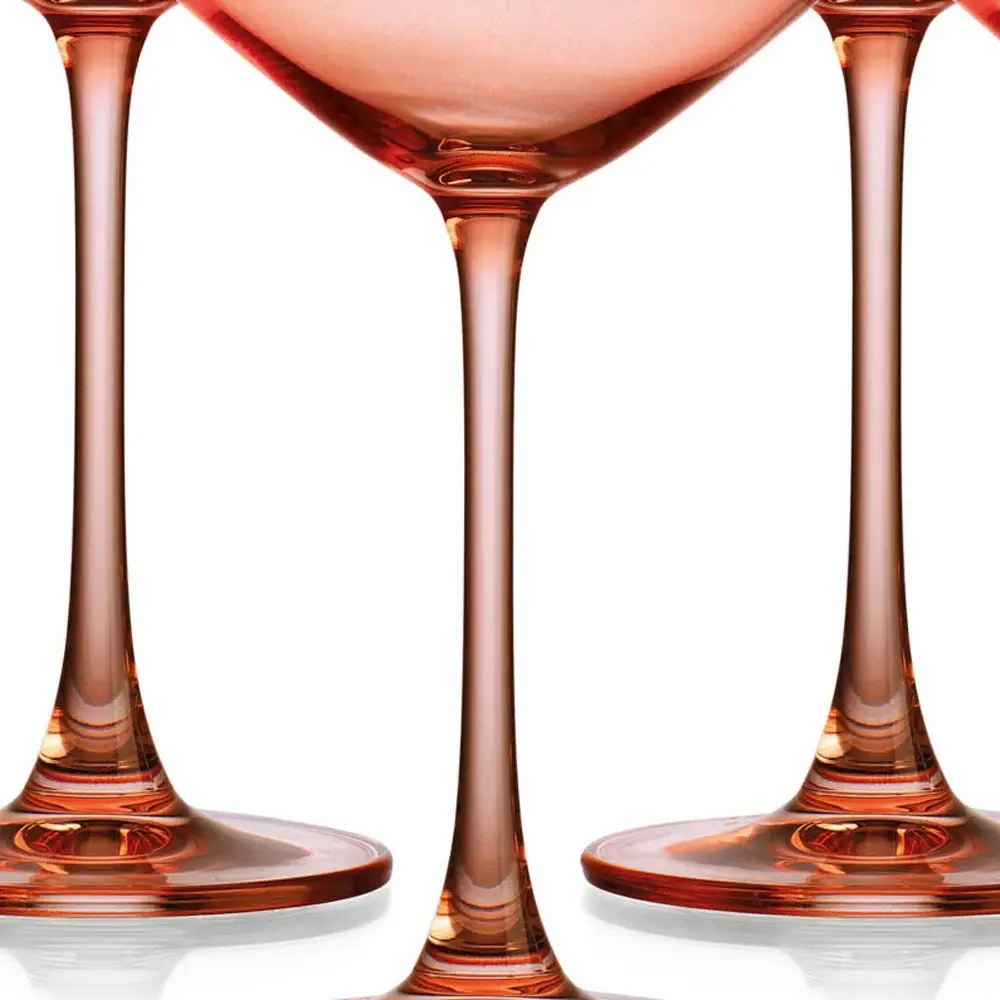 Set of Four Translucent Blush Coral Coupe Glasses - Image 4