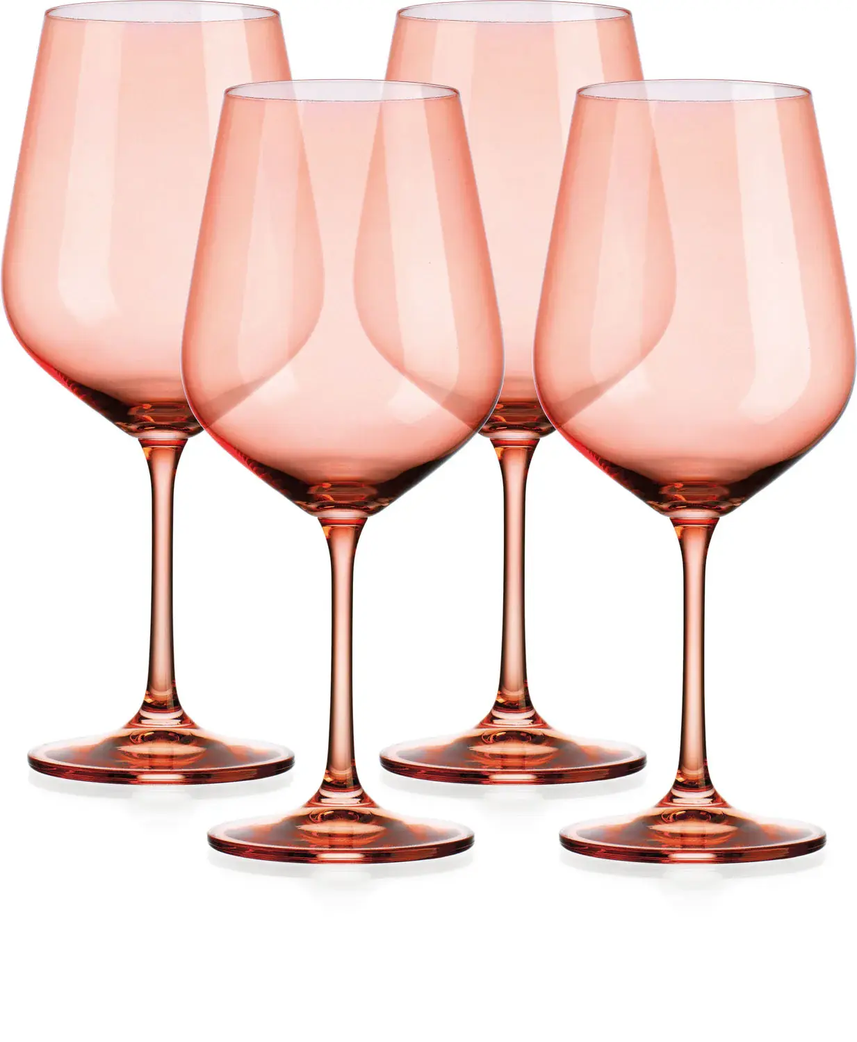Set of Four Translucent Blush coral Large Wine Glasses - Image 2
