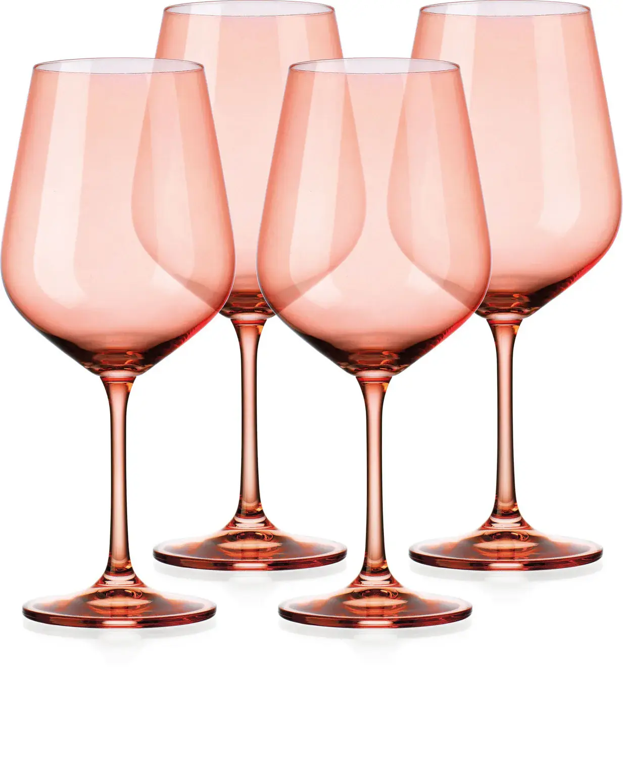 Set of Four Translucent Blush coral Large Wine Glasses - Image 3