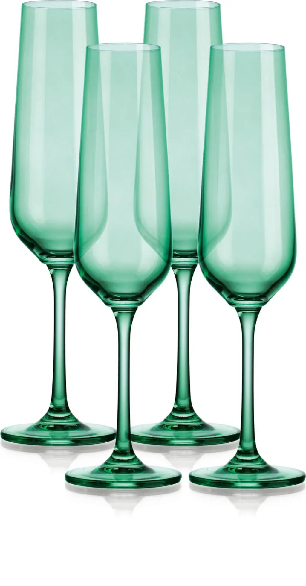 Set of Four Translucent Pale Green Champagne Flutes - Image 2