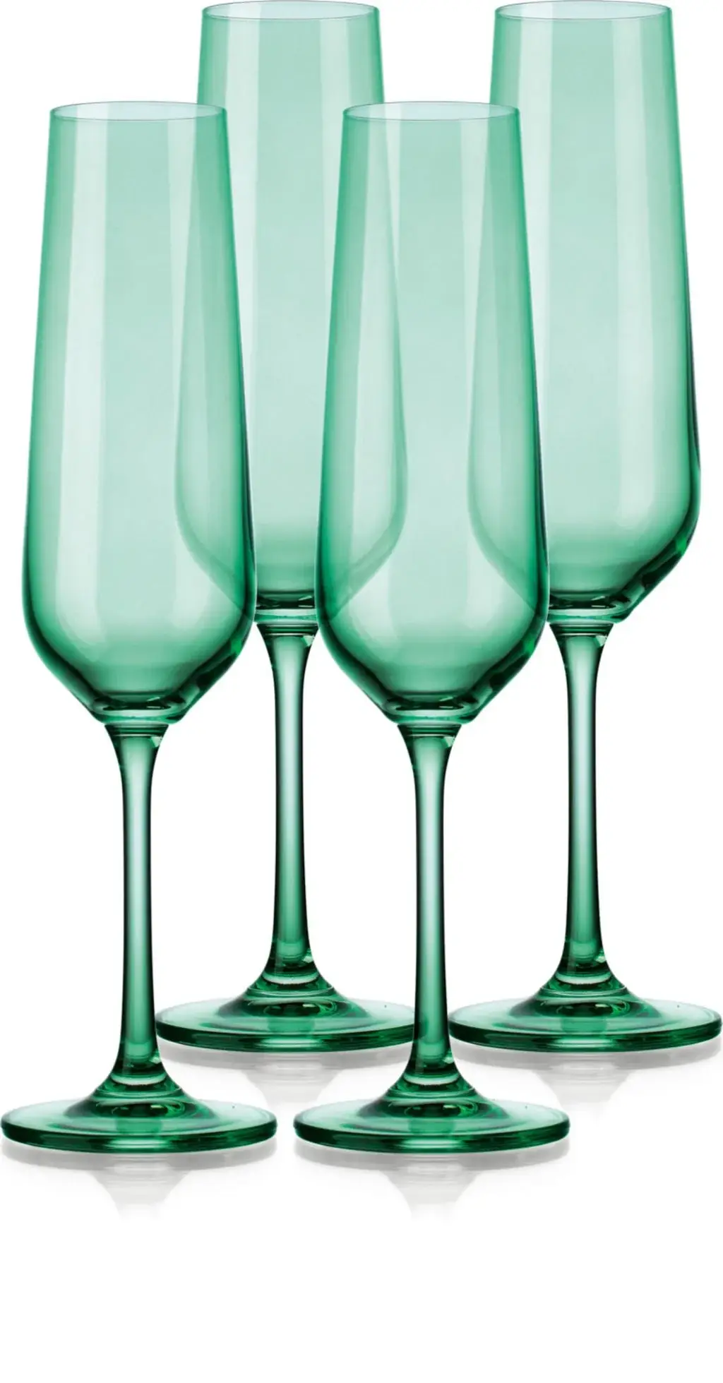 Set of Four Translucent Pale Green Champagne Flutes - Image 3