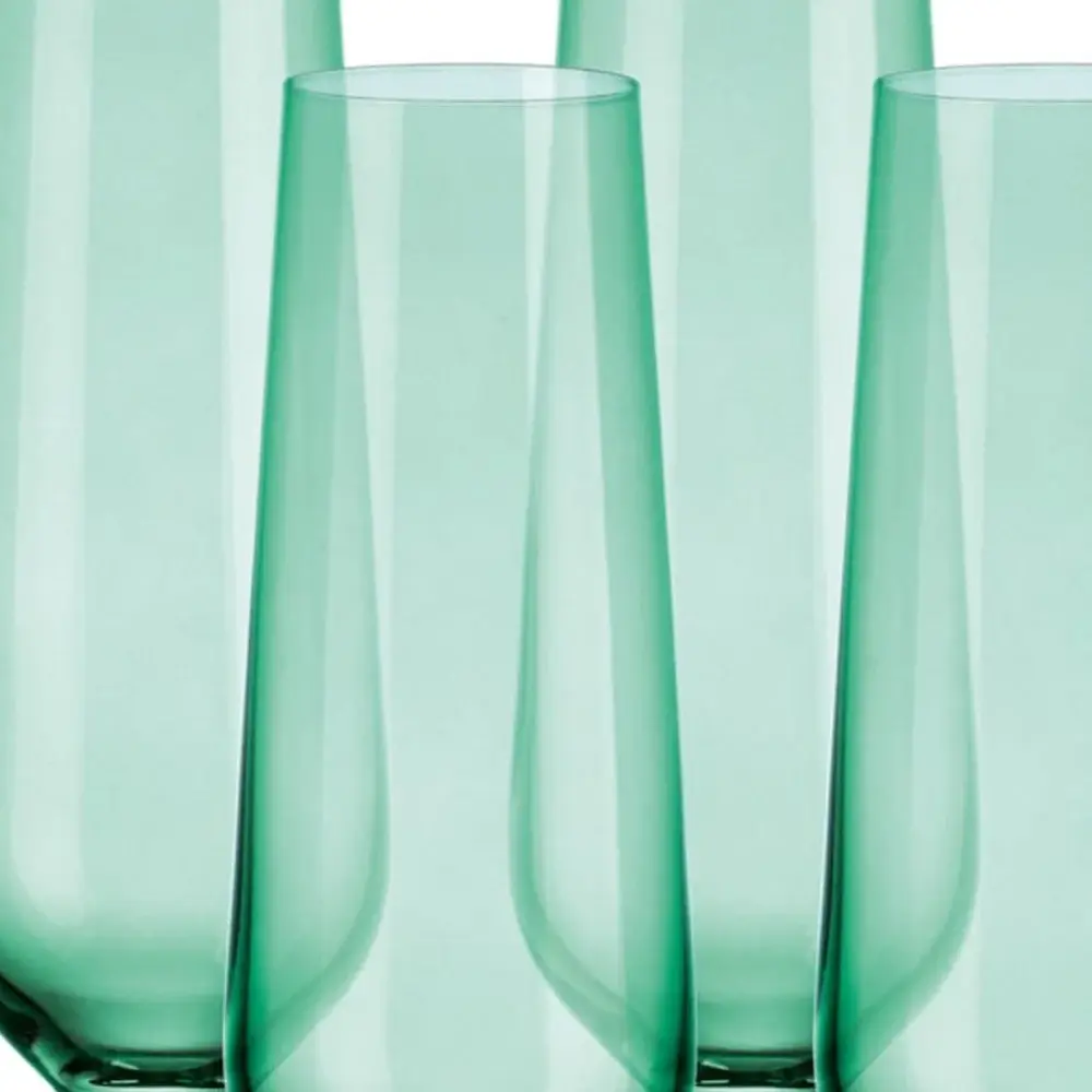Set of Four Translucent Pale Green Champagne Flutes - Image 4