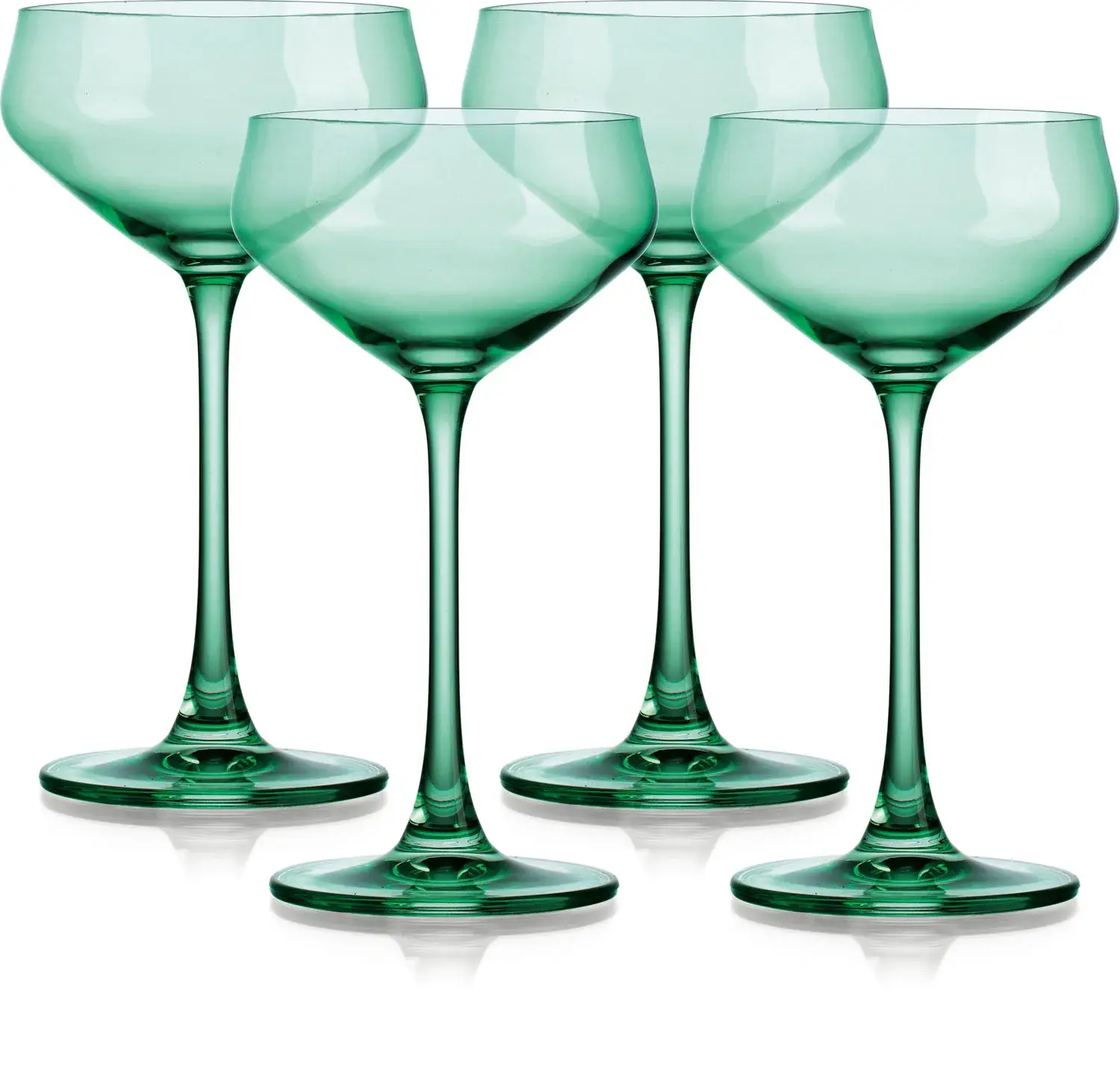 Set of Four Translucent Pale Green Coupe Glasses - Image 2