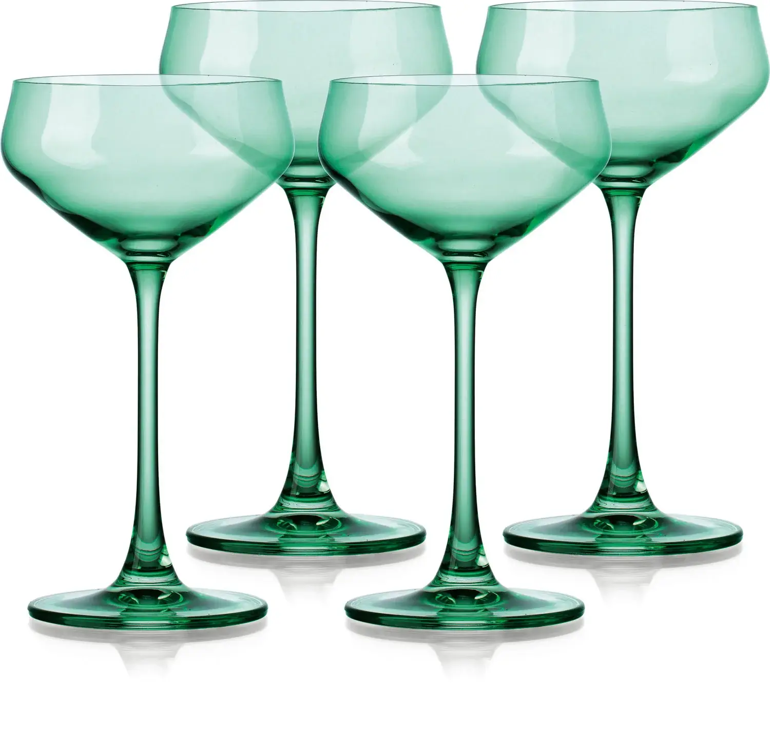 Set of Four Translucent Pale Green Coupe Glasses - Image 4