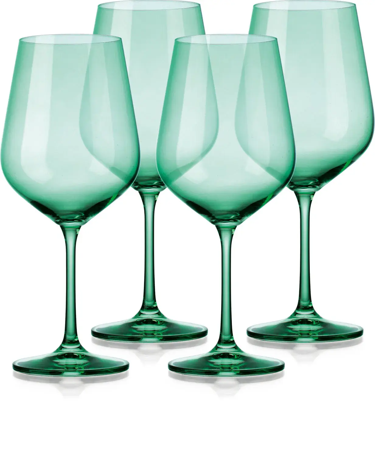 Set of Four Translucent Pale Green Large Wine Glasses - Image 3