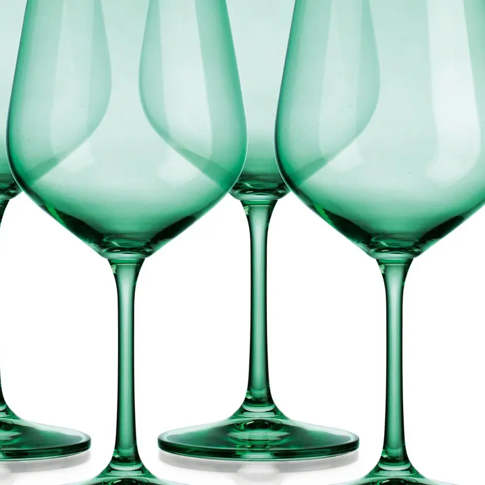 Set of Four Translucent Pale Green Large Wine Glasses - Image 4