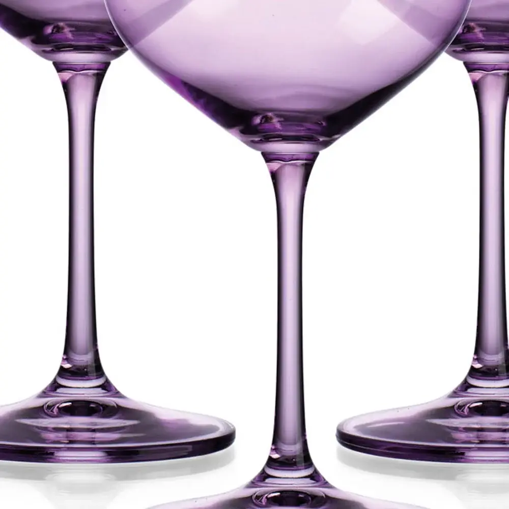 Set of Four Translucent Purple Large Wine Glasses - Image 4
