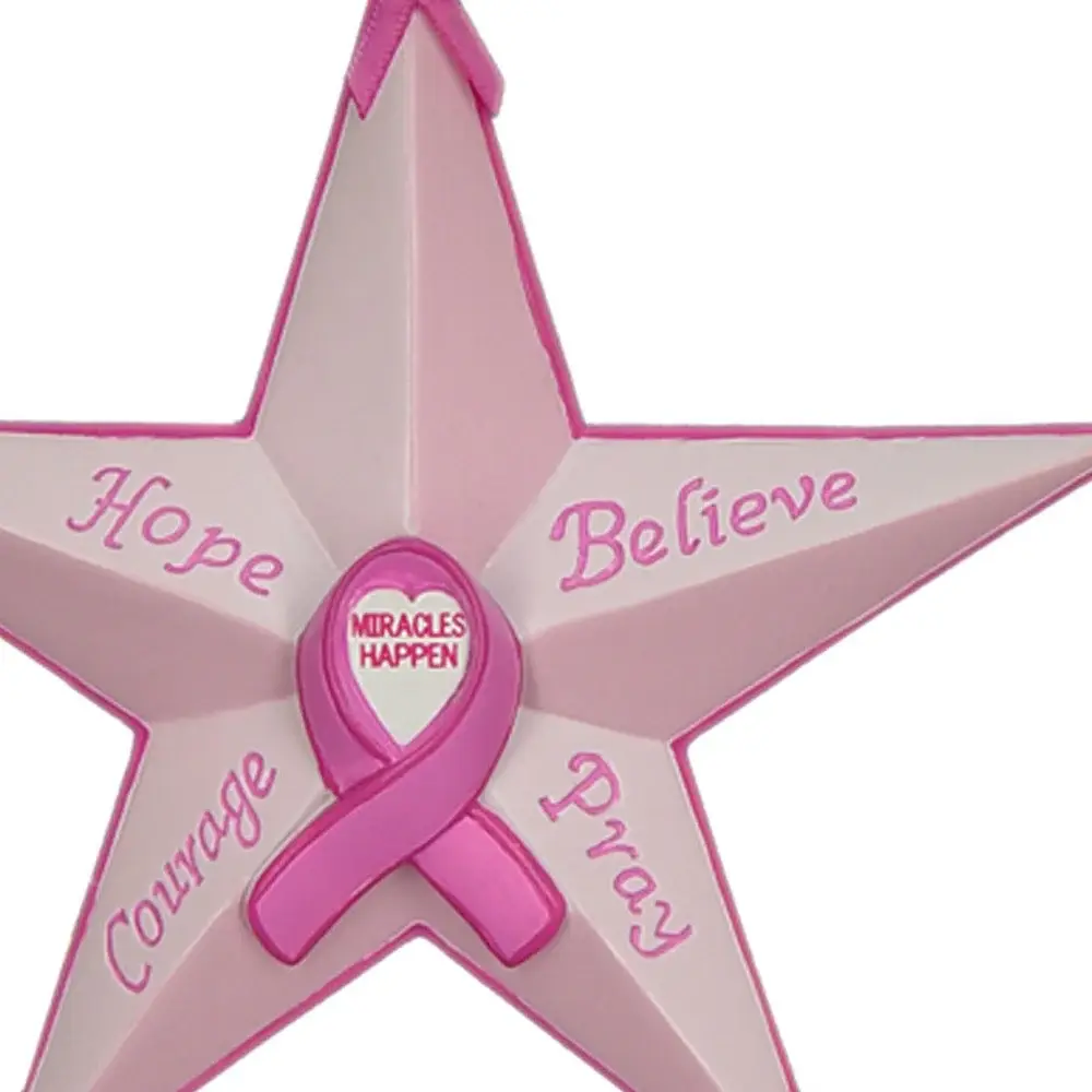 Set of Six Star Shaped Breast Cancer Awareness Christmas Ornaments - Image 2