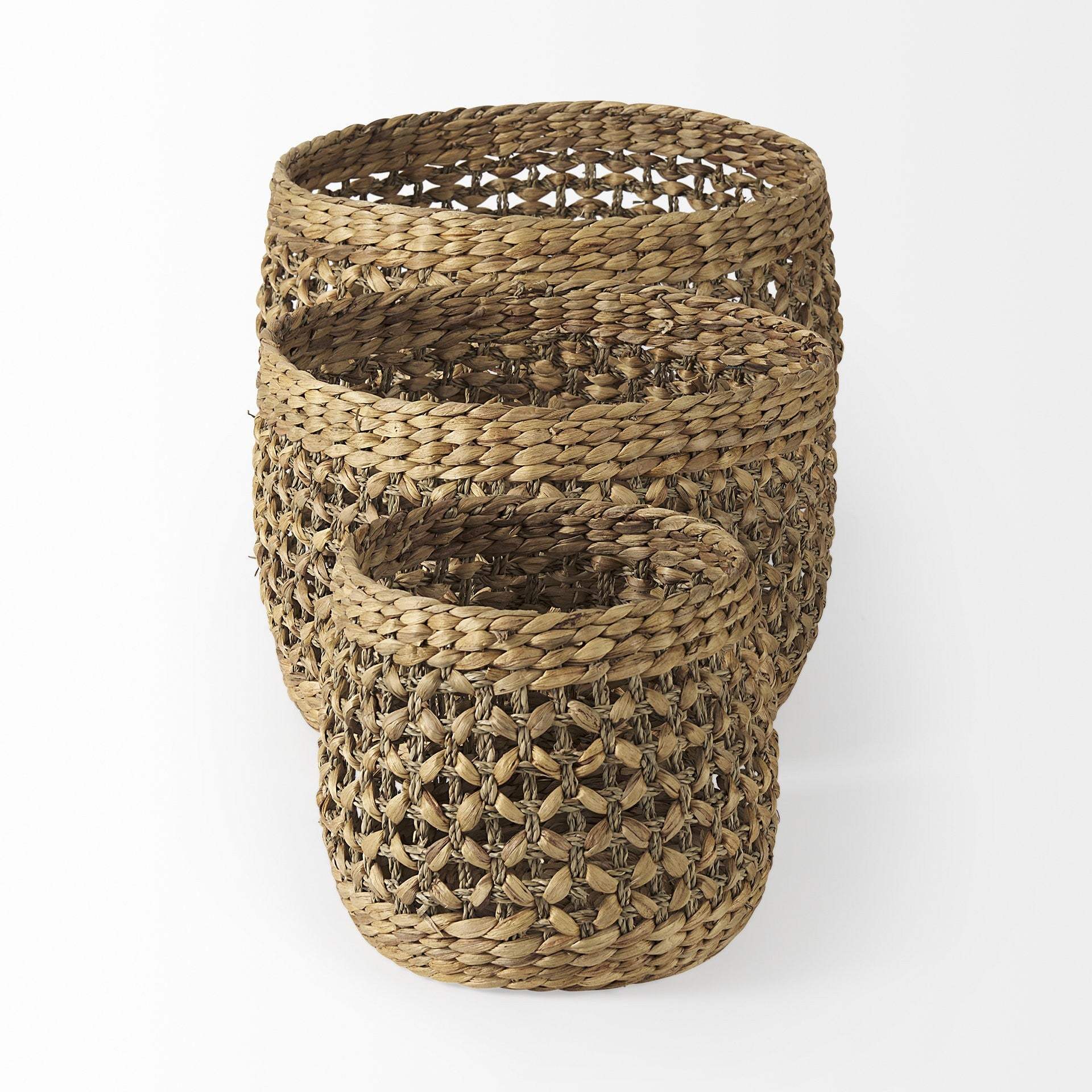 Set of Three 15" Brown Wicker Basket - Image 2