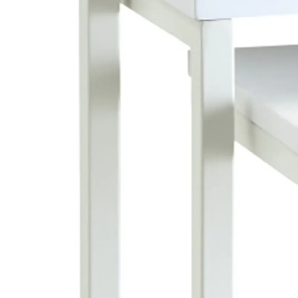 Set of Three 24" White Solid Wood And Steel Nested End Tables - Image 3