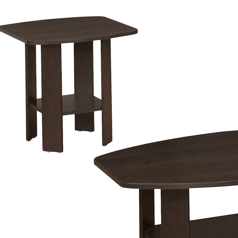 Set of Three 36" Brown Coffee Table With Shelf - Image 3