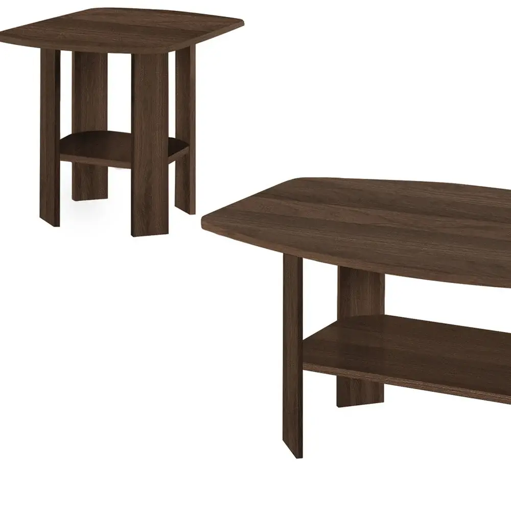 Set of Three 36" Espresso Coffee Table With Three Shelves - Image 2