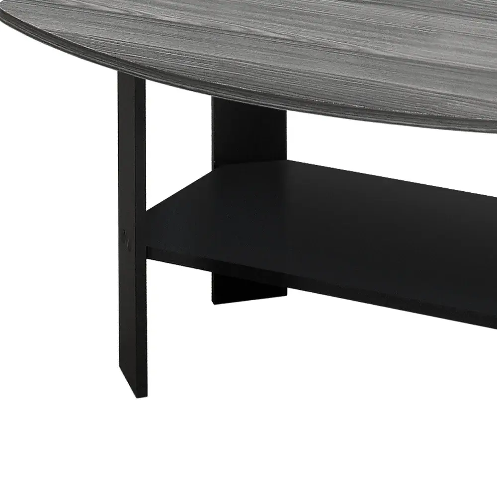 Set of Three 36" Gray And Black Coffee Table With Shelf - Image 3