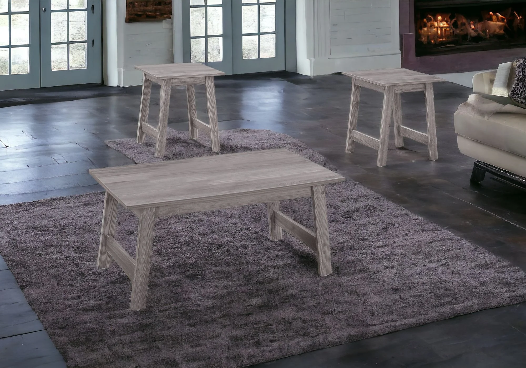Set of Three 36" Gray Coffee Table - Image 2
