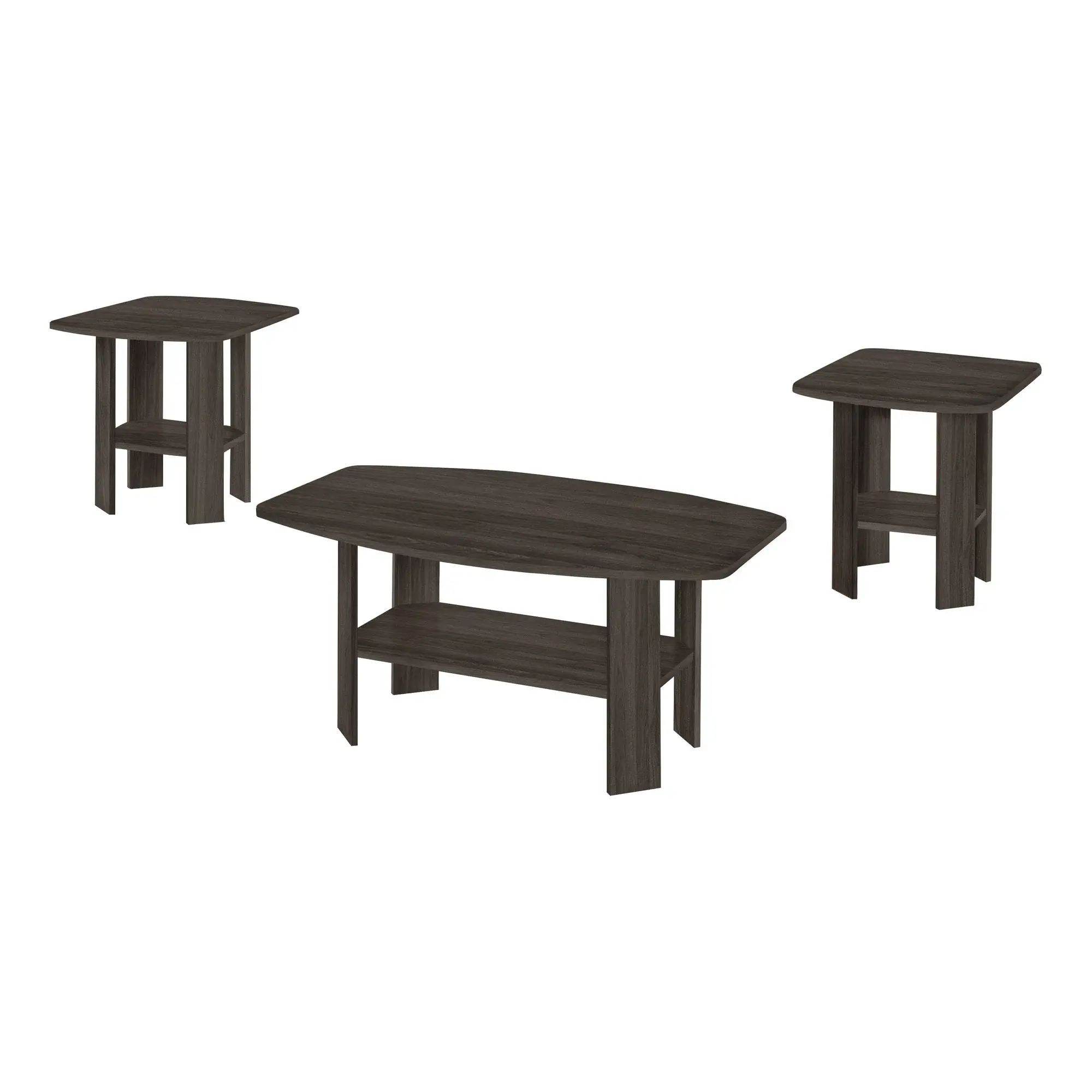Set of Three 36" Oak Coffee Table With Three Shelves - Image 2