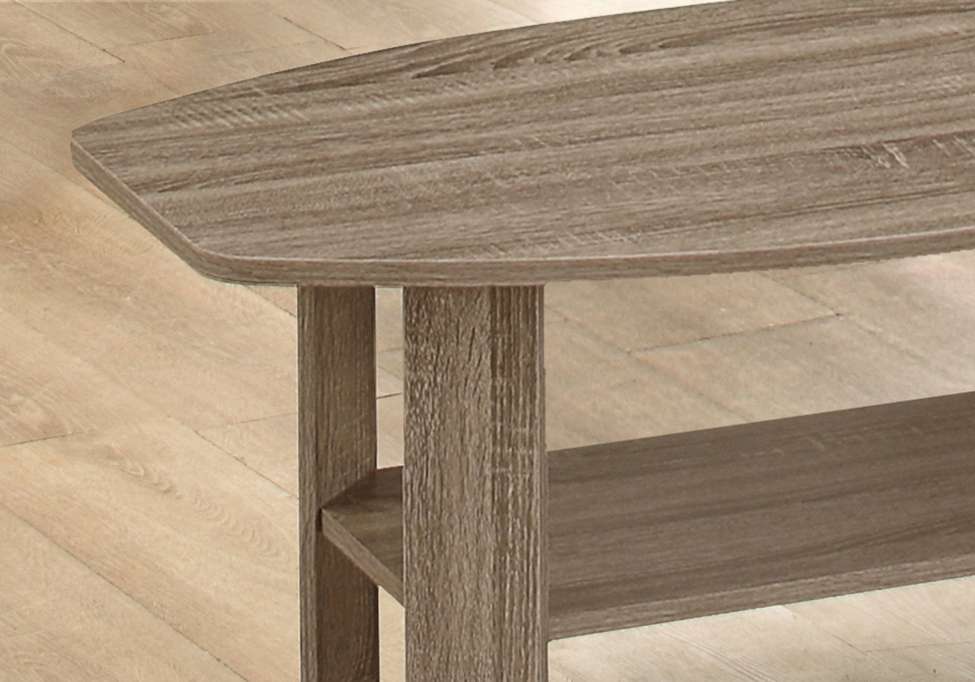 Set of Three 36" Taupe Coffee Table With Shelf - Image 4