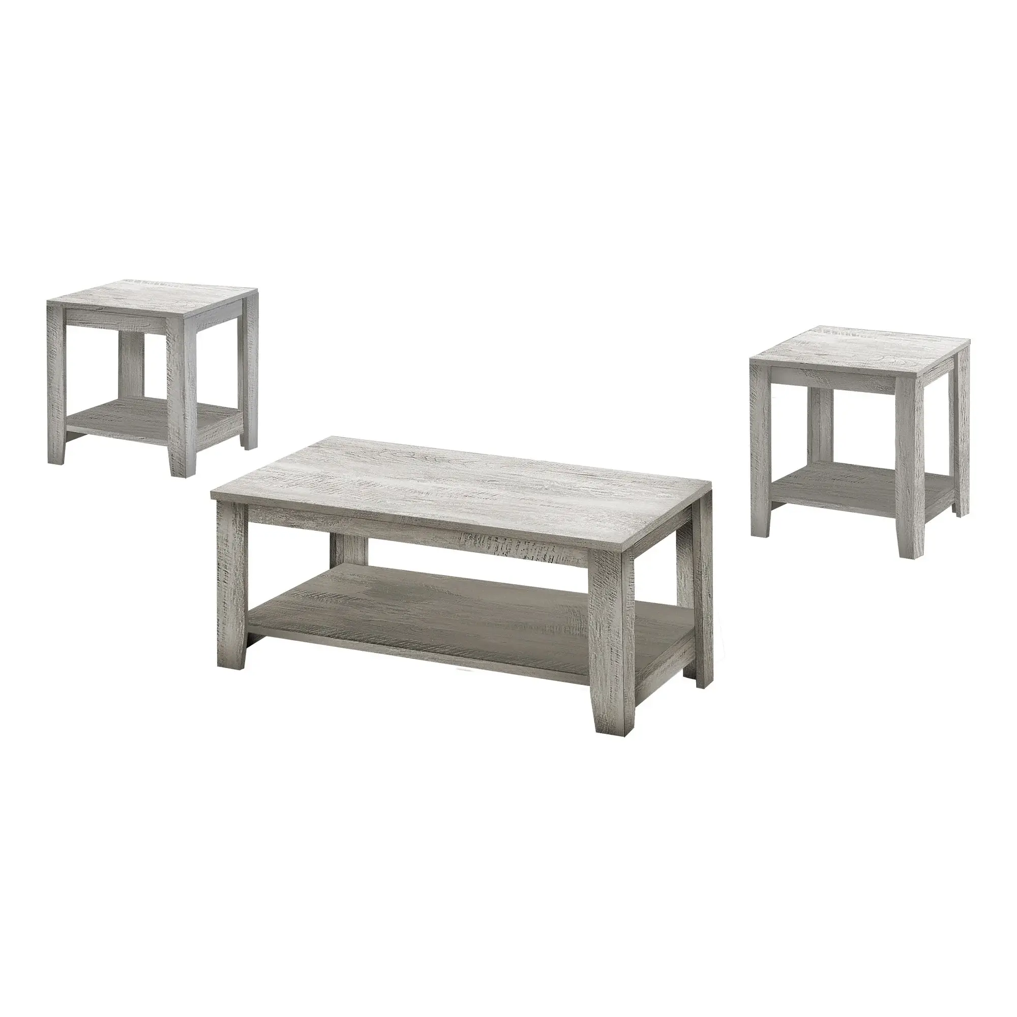 Set Of Three 42" Gray Rectangular Coffee Table With Three Shelves - Image 2
