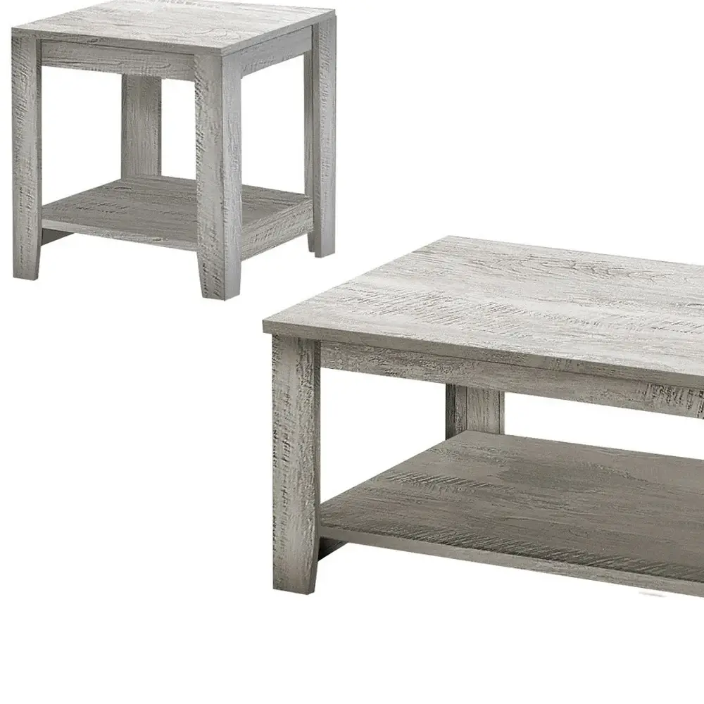 Set Of Three 42" Gray Rectangular Coffee Table With Three Shelves - Image 4