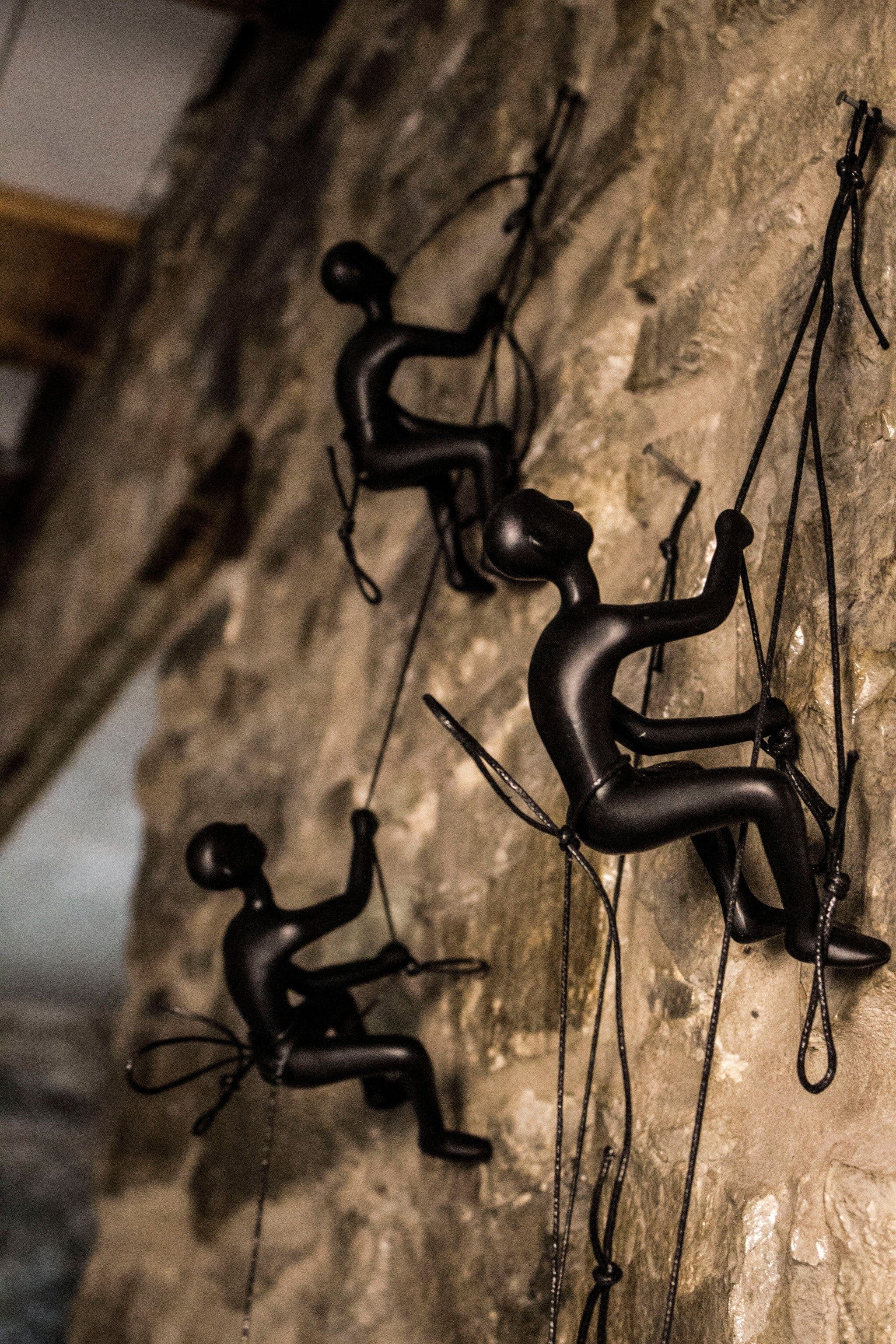 Set of Three 6" Black Resin Unique Climbing Men Wall Decor - Image 4