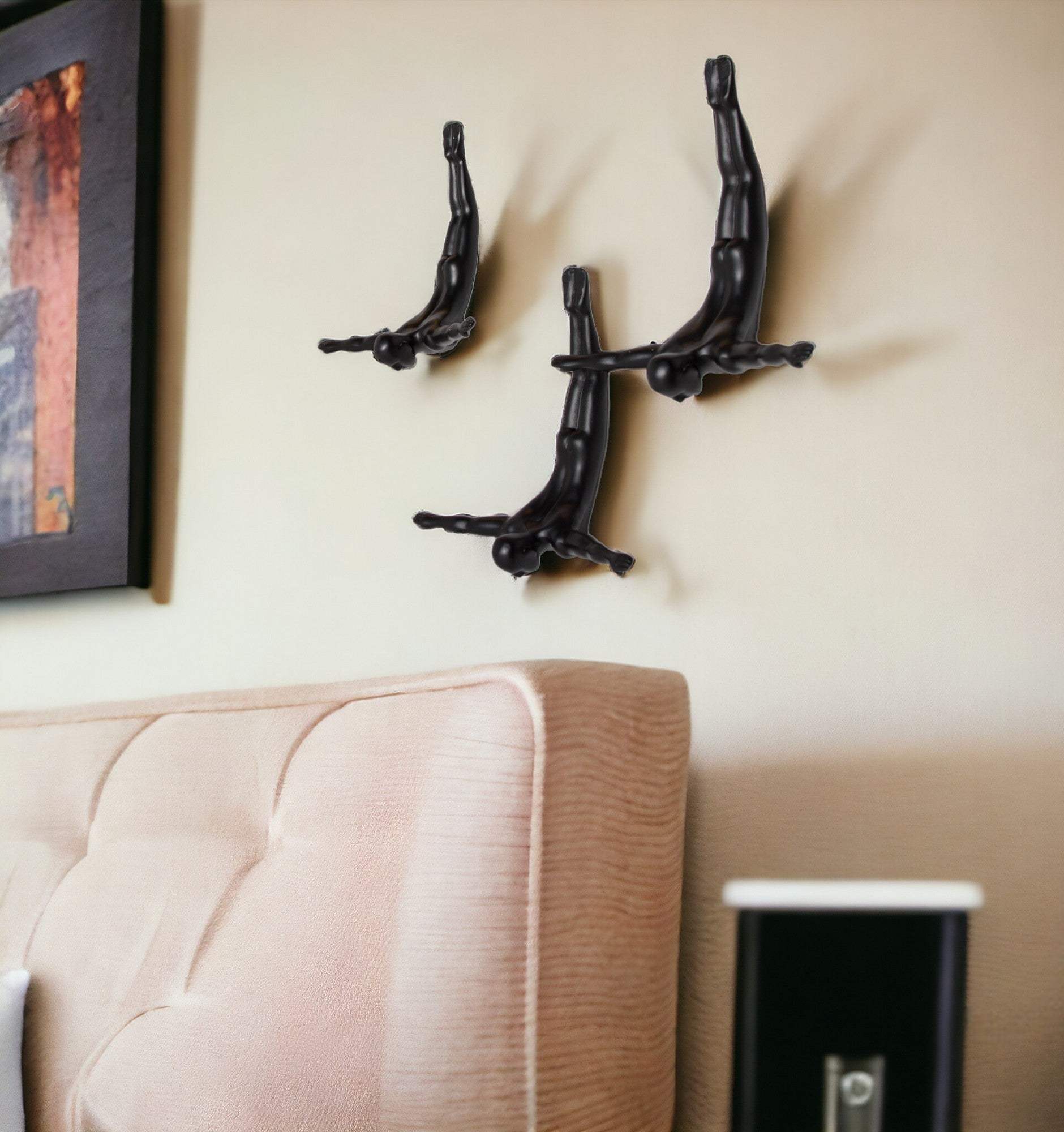 Set of Three 7" Black Diver Resin Wall Decor - Image 2