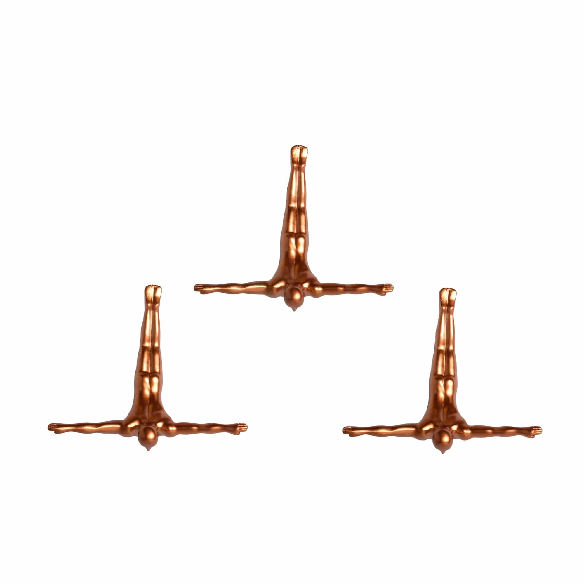 Set of Three 7" Bronze Divers Resin Wall Decor - Image 3
