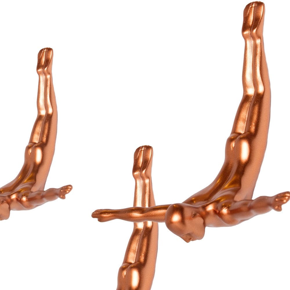 Set of Three 7" Bronze Divers Resin Wall Decor - Image 5