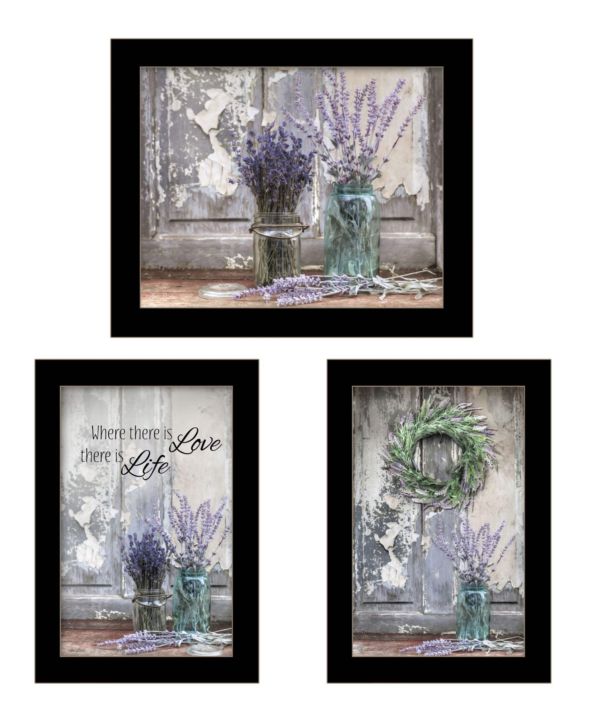 Set Of Three Abundance of Beauty Black Framed Print Wall Art - Image 2