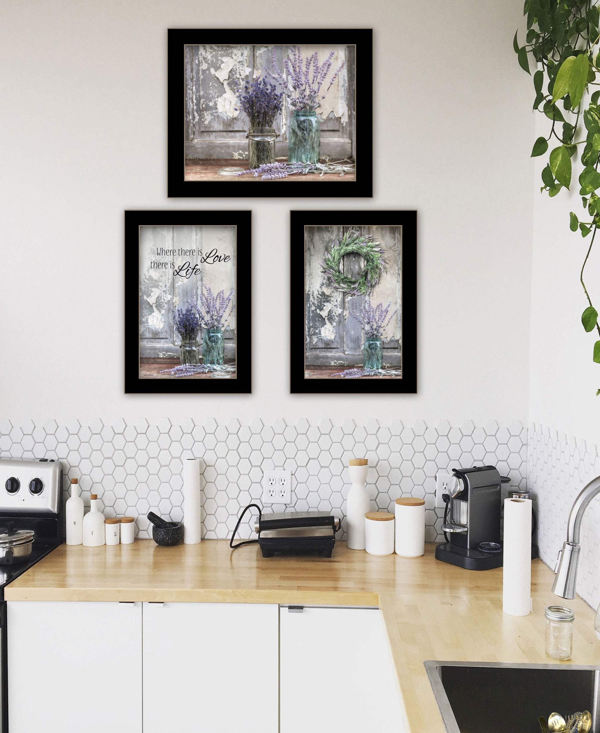 Set Of Three Abundance of Beauty Black Framed Print Wall Art - Image 5