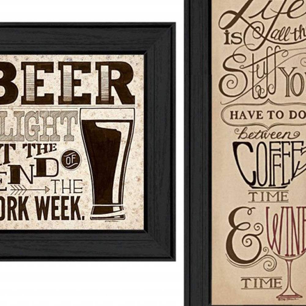 Set Of Three Beer Time Black Framed Print Wall Art - Image 4