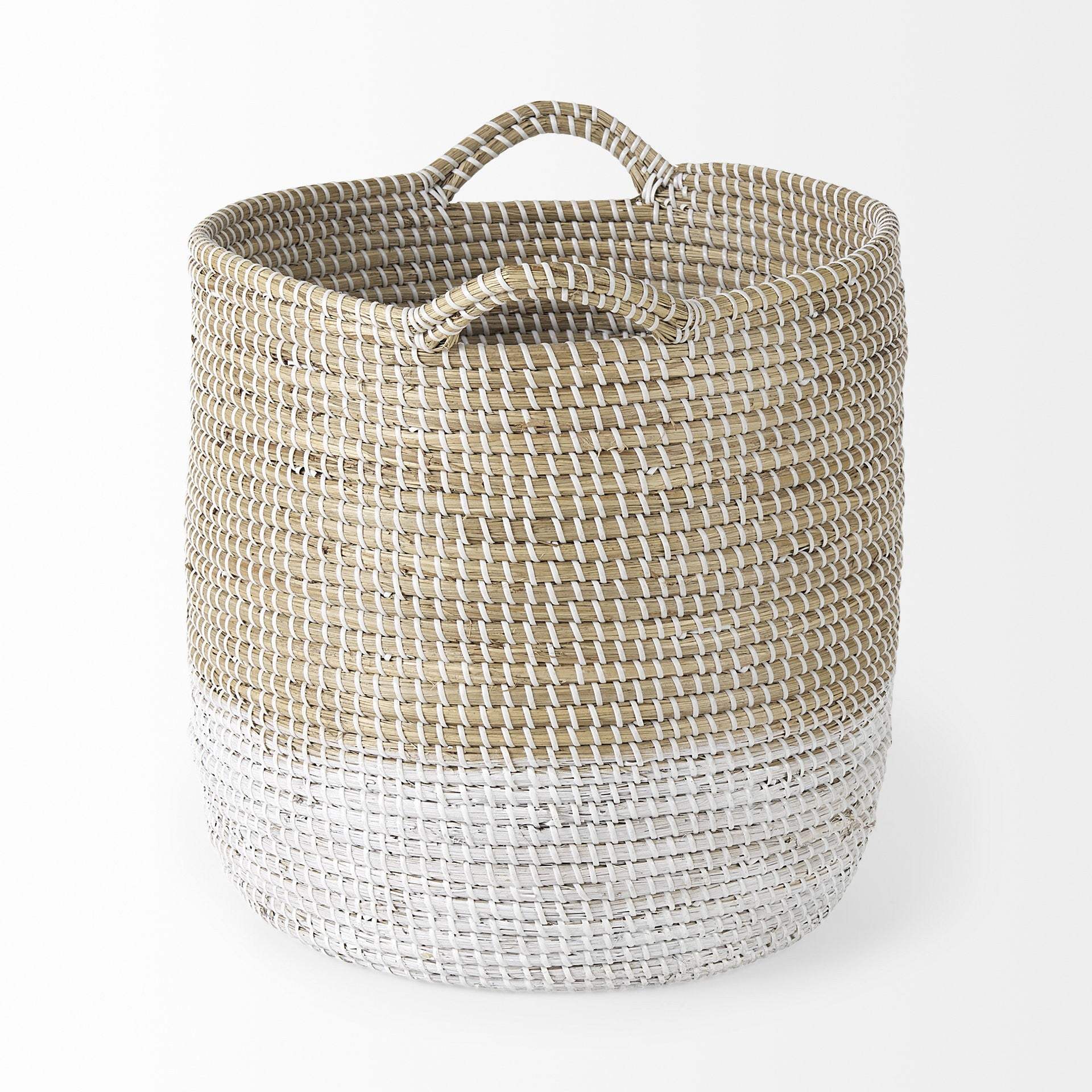 Set Of Three Beige And White Storage Baskets - Image 2