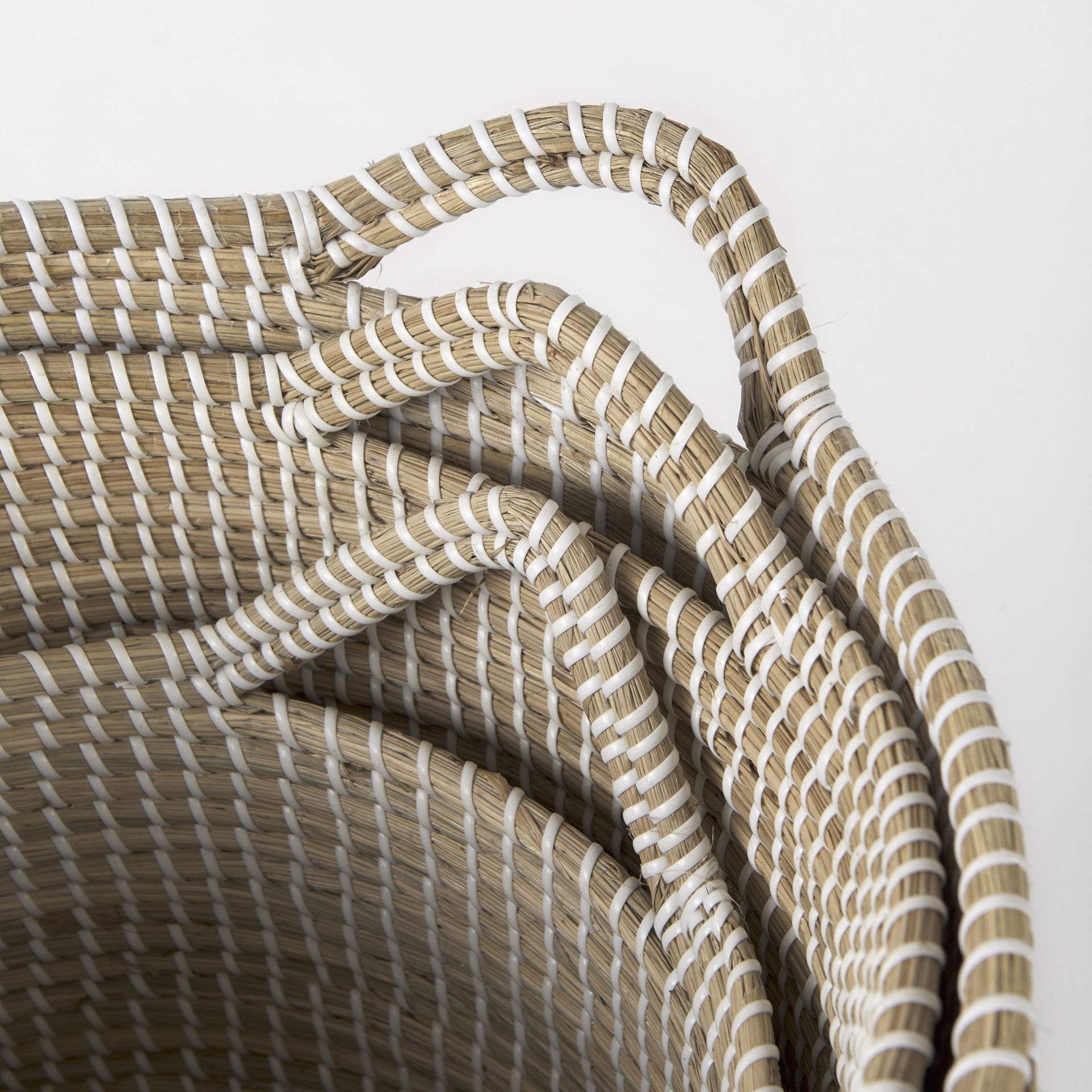 Set Of Three Beige And White Storage Baskets - Image 6
