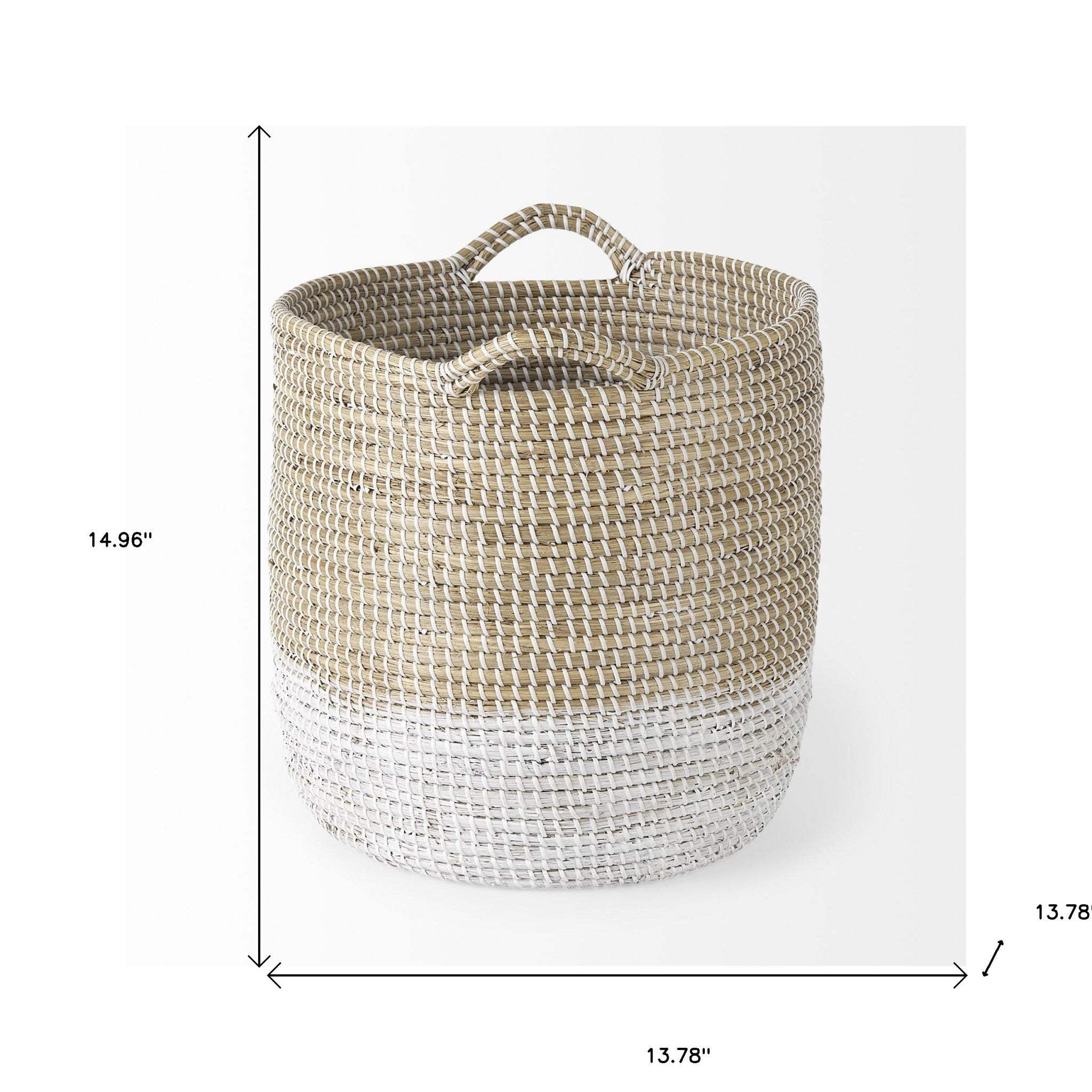 Set Of Three Beige And White Storage Baskets - Image 7