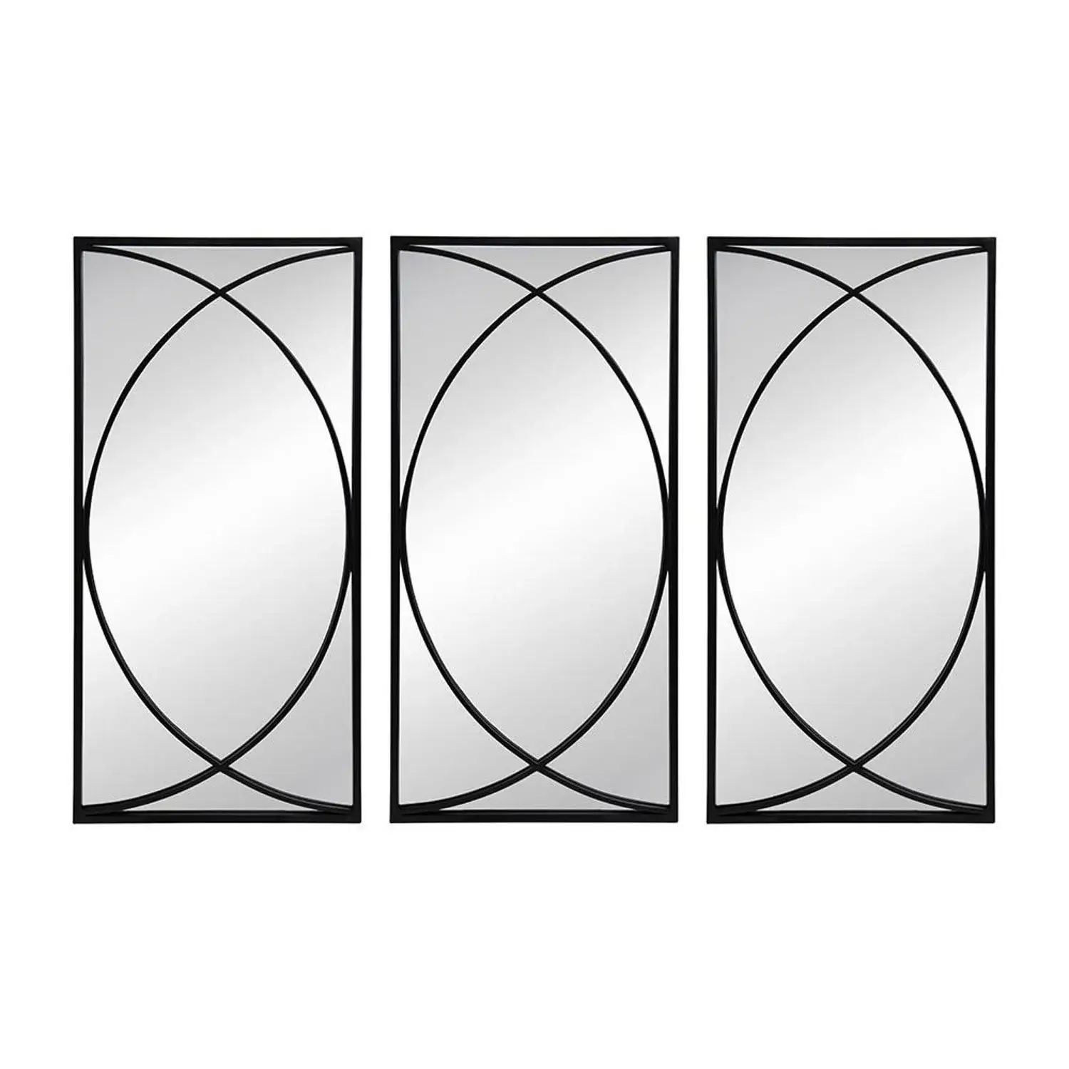 Set of Three Black Iron Framed Accent Mirror - Image 4