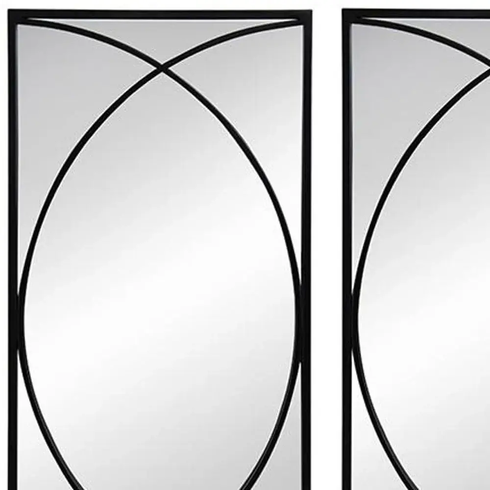 Set of Three Black Iron Framed Accent Mirror - Image 5