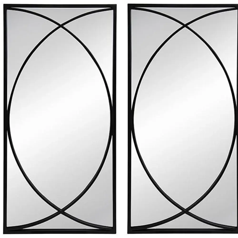 Set of Three Black Iron Framed Accent Mirror - Image 6