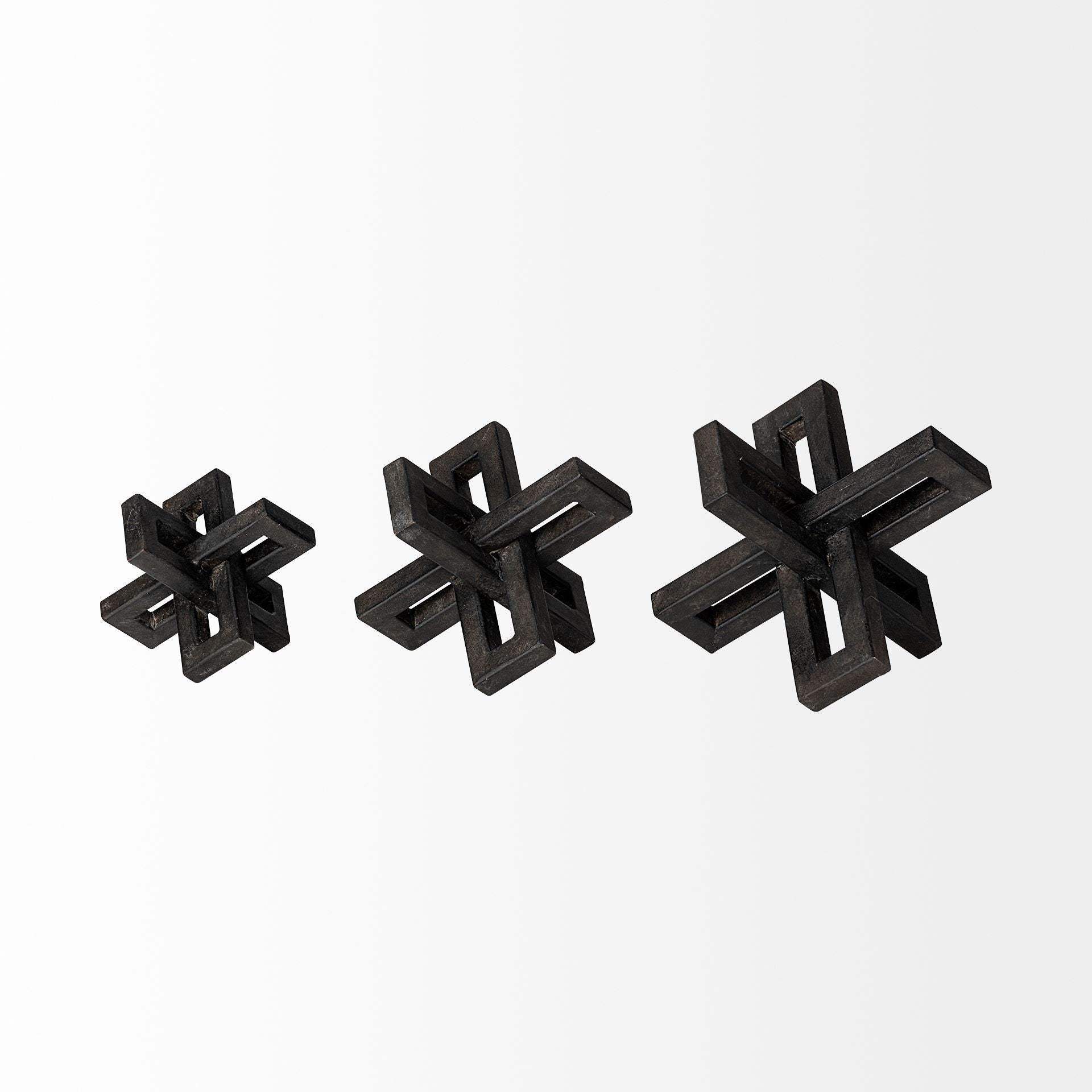 Set Of Three Black Metal Decorative Jacks - Image 3